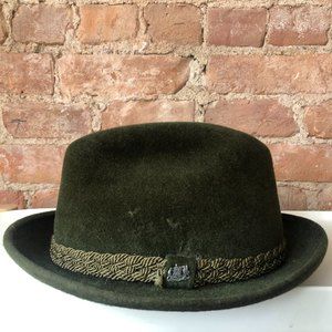 Vintage STETSON "The Sovereign" Felt Fur Green Fedora Size 7 1/2